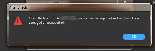 After Effects error file cannot be imported this file is damaged or unsupported.jpg